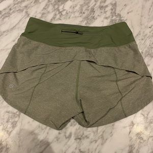 Heathered Green size 4 speed up shorts 4inch inseam